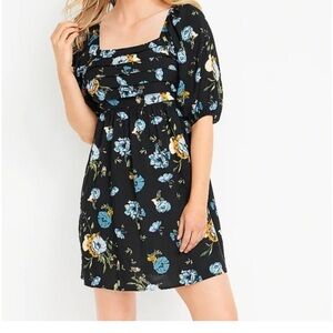 Maurices babydoll dress Black Floral Pleated Puff Sleeve Mini women’s large